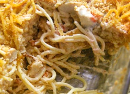 Leftover Turkey Spaghetti Pie dinner recipe from Katie Brown