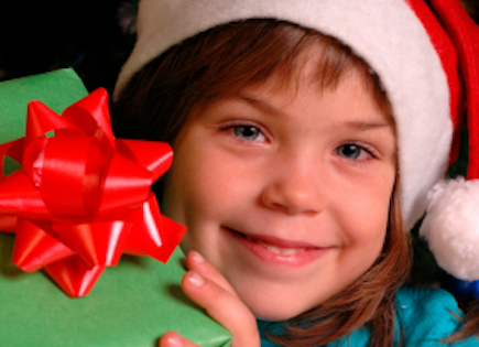 girl with Christmas present