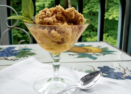 A mint granita in a stem glass