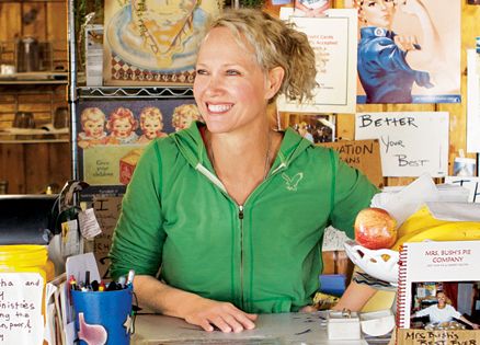 Marilyn Bush at the counter of her bakery