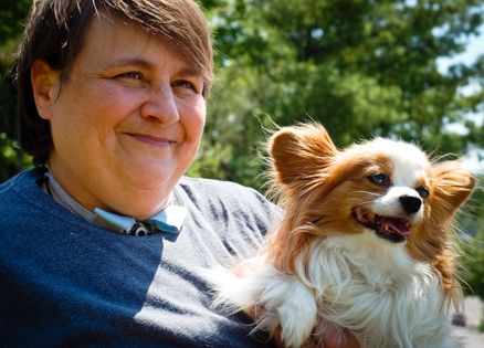 Karen Shirk and her service dog, Piper, who is a Papillon. Photo by Jessica Noll