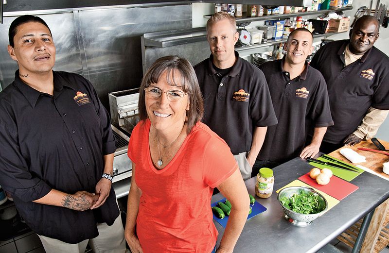 Sue Gray with some of her students