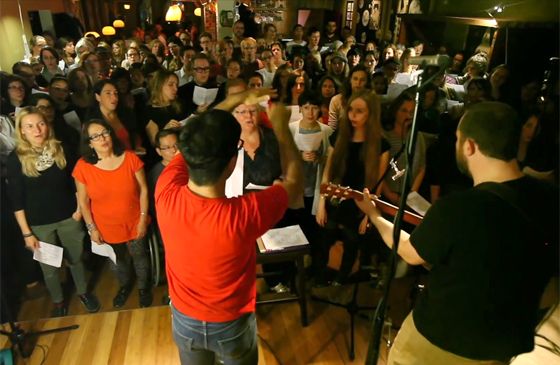 Toronto's Choir! Choir! Choir! performs Leonard Cohen's "Hallelujah."