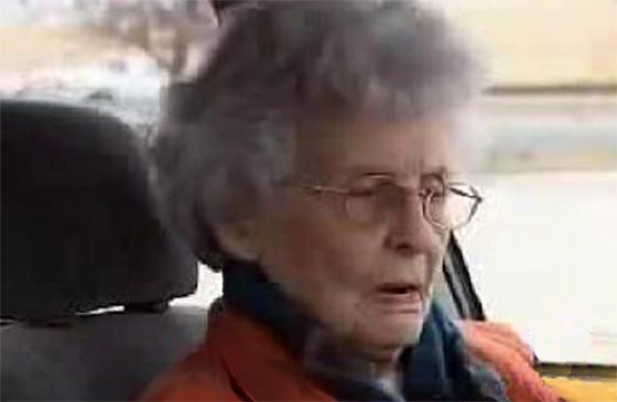 Pauline Jacobi at the wheel of her car