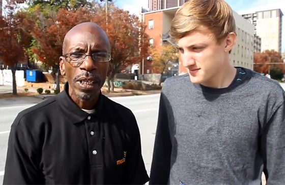 Marvin Perkins Jr. with interviewer Kyle from Give Back Films