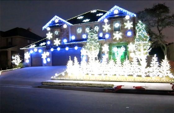 A house festooned with an amazing display of holiday lights