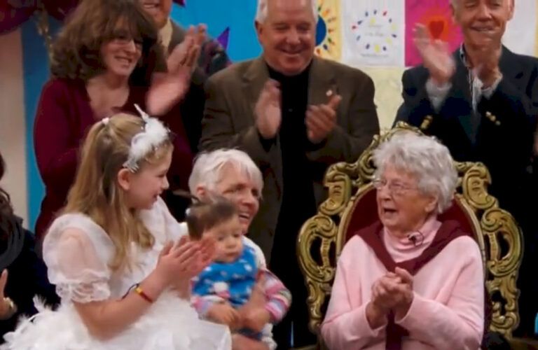 Teacher celebrates 100th birthday with students.