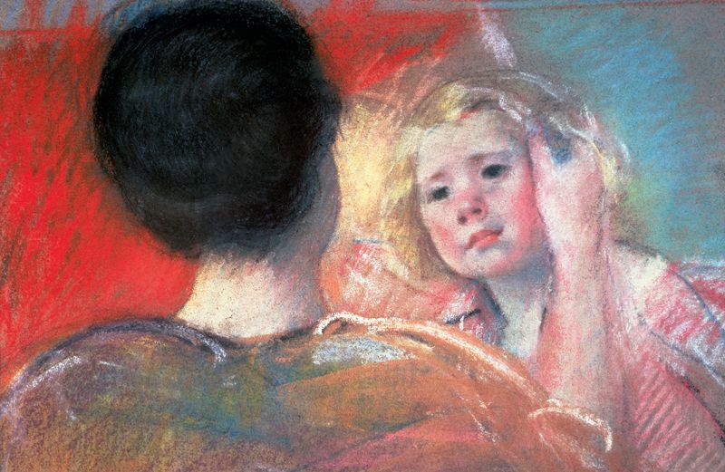 Mary Cassatt, “Mother Combing Sara’s Hair,” 1901