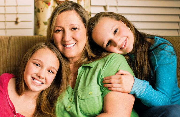 Carol Shaw Johnston with her kitchen helpers, her granddaughters Sophie and Lily