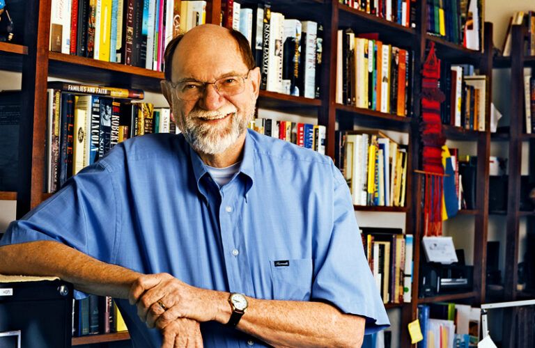 Vern Bengtson in his library