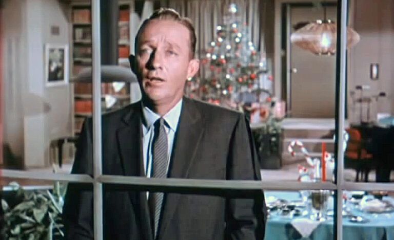 Bing Crosby sings in a scene from "White Christmas."