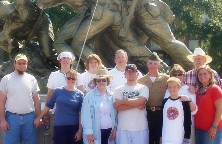 Edie Melson's son Jimmy, in uniform, surrounded by his home front heroes.