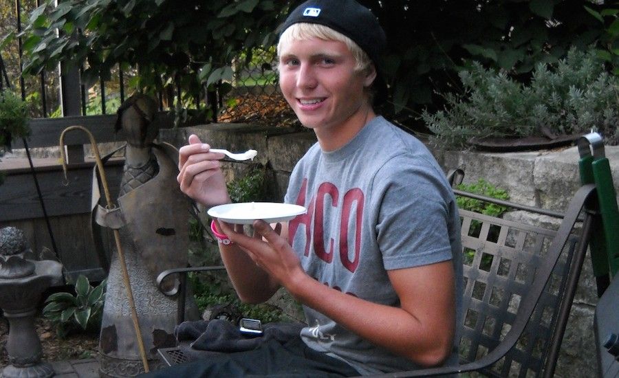 Shawnelle's son Grant eating his dinner.