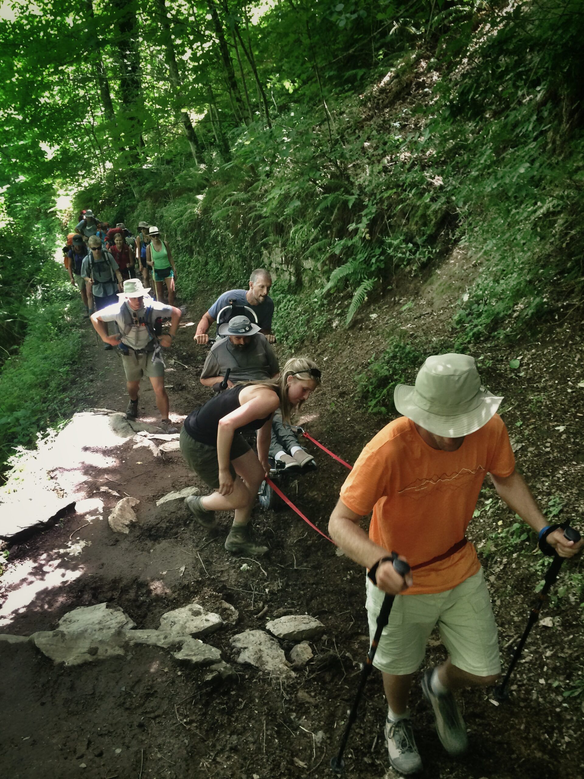 Justin and Patrick do some climbing in the company of friends and supporters