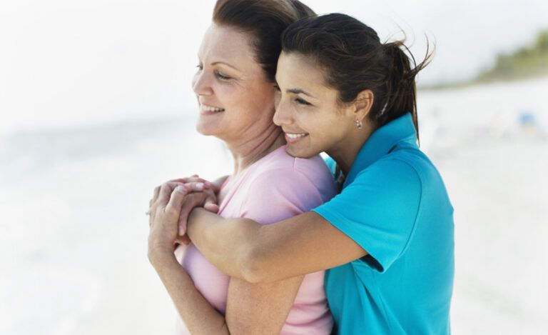 Young adult daughter and mother