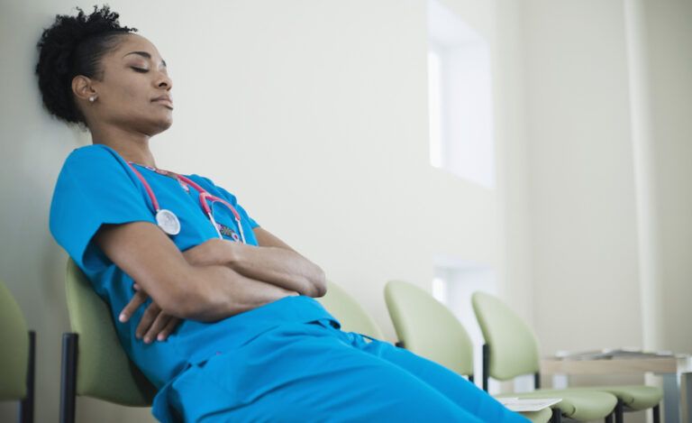 Nurse resting. Thinkstock.