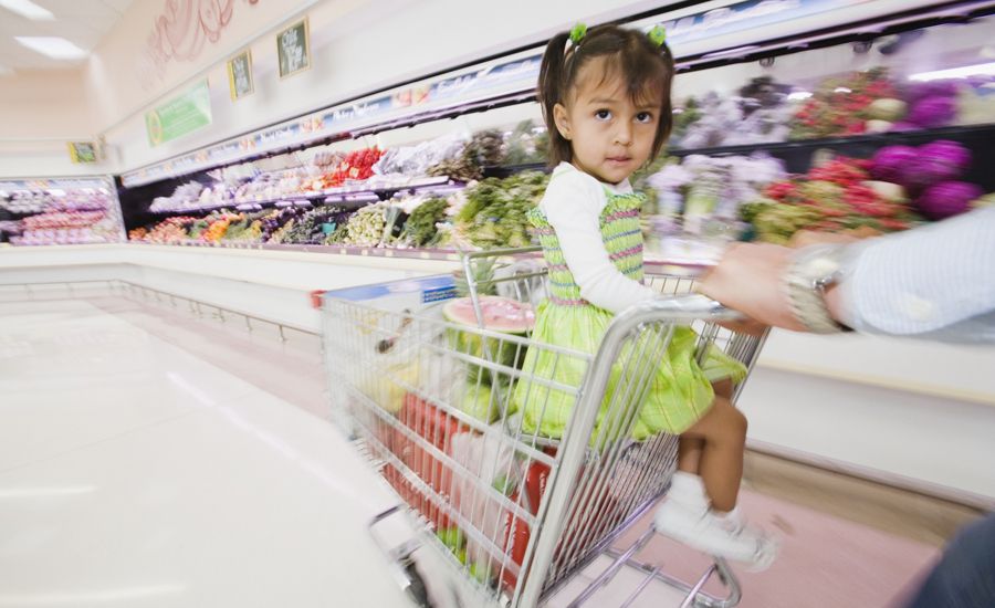 Toddler at the grocery store sad face