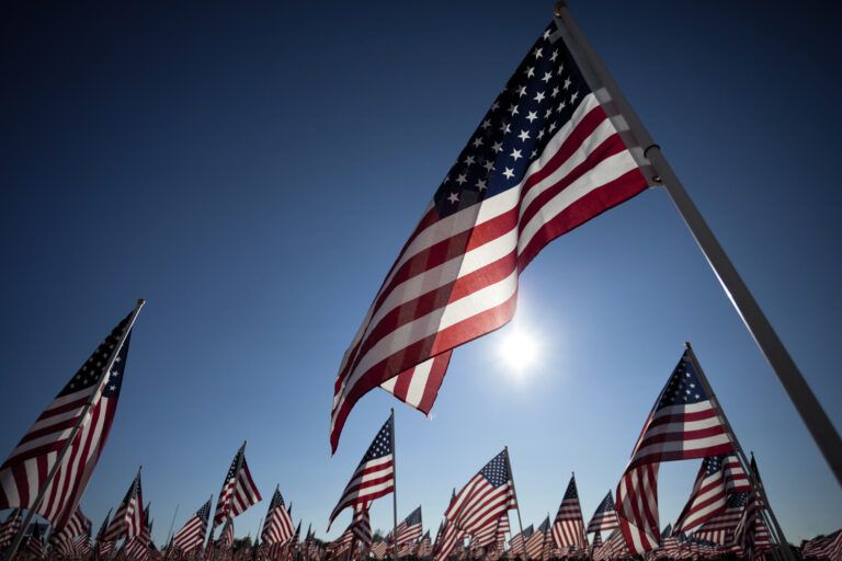 American Flags fly on Memorial Day