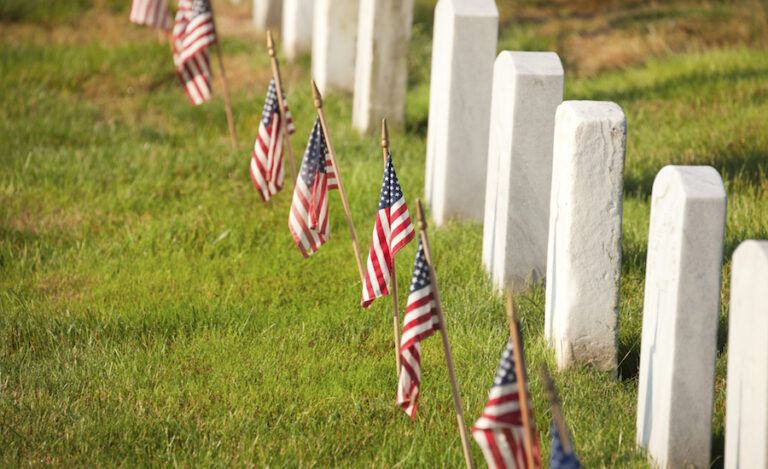 Military veterans are buried at Arlington National Cemetery.