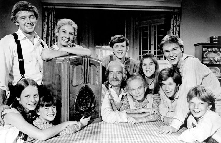 Ralph Waite (upper left) as John Walton, Sr. in The Waltons