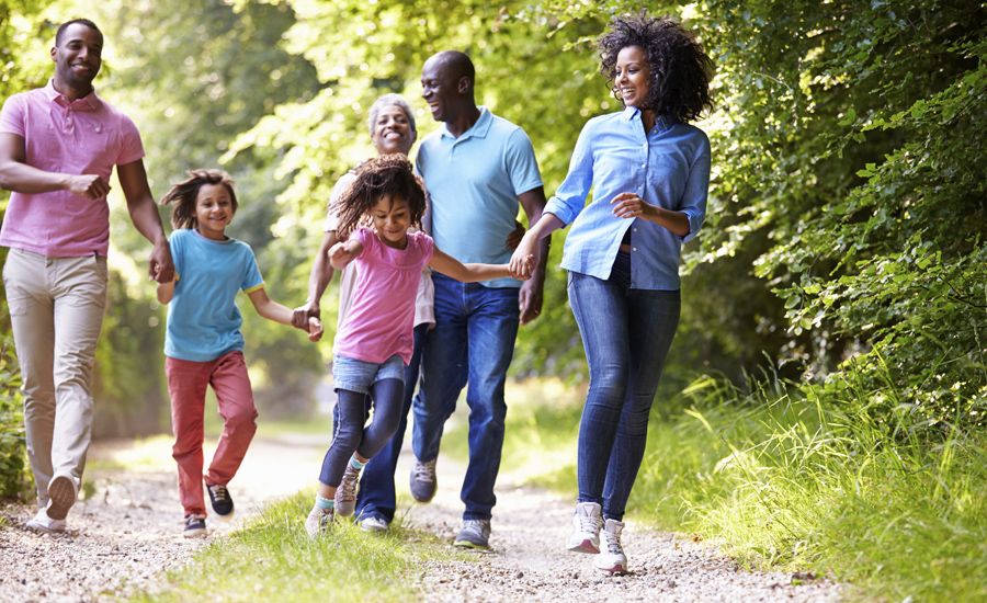 family taking a walk, exercising moderately