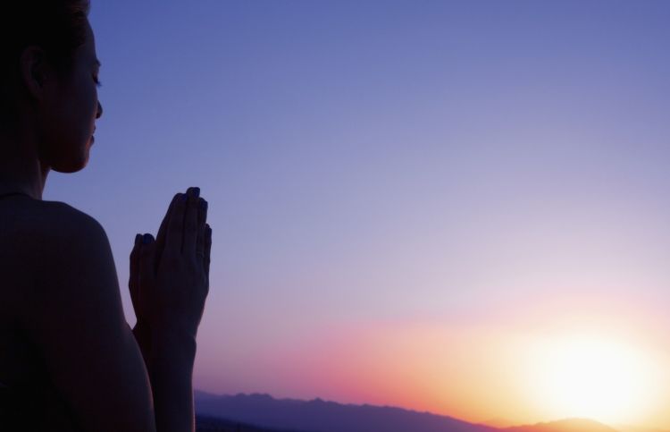 Woman praying,"Thy Will Be Done."