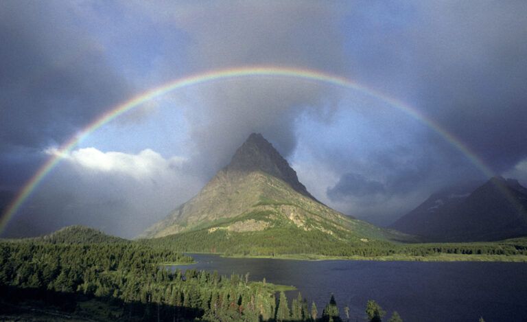 rainbow over mountains