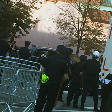 Guideposts: Pope Francis waving from the back seat of a Fiat in New York City