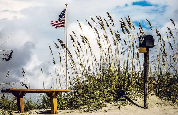 The Kindred Spirit Mailbox on Bird Island State Reserve in North Carolina.