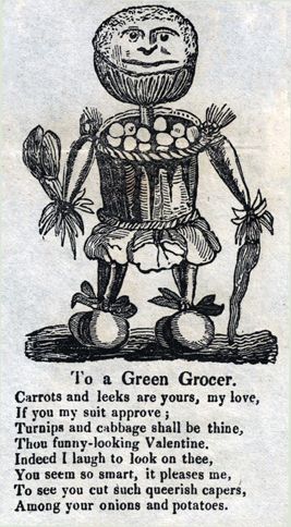 Guideposts: A humorous valentine card collected in an early 1800s volume called A Laughable Collection of Quizzical and Merry Valentines