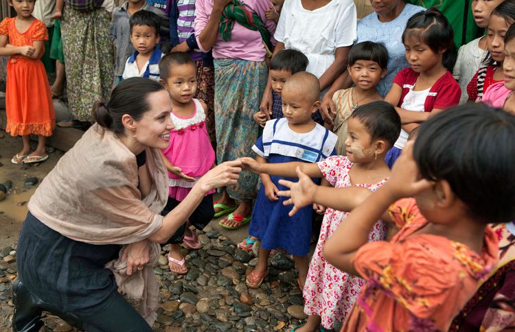 Angelina Jolie visits a refugee camp