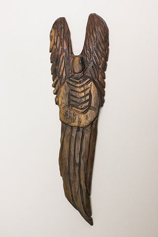 Guideposts: One of  Paula Dimit's carved wooden angels