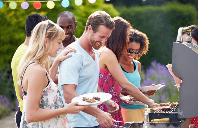 Friends having a summer barbeque