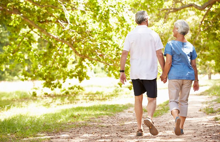 Couple going on a long summer walk