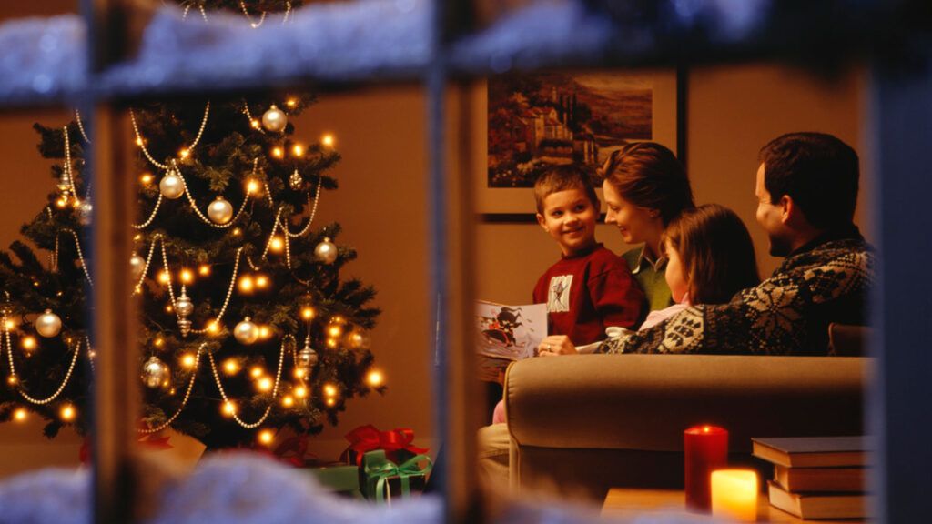 A family spends some time together on a snowy Christmas day