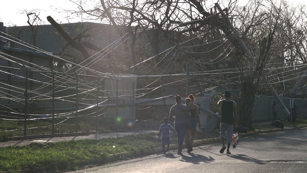 SAN JUAN, PUERTO RICO - SEPTEMBER 25: Power lines and trees are seen knocked over by the winds of Hurricane Maria as it passed through the area on September 25, 2017 in San Juan, Puerto Rico. Puerto Rico experienced widespread damage after Hurricane Maria, a category 4 hurricane, passed through.