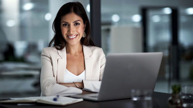 A smiling office worker