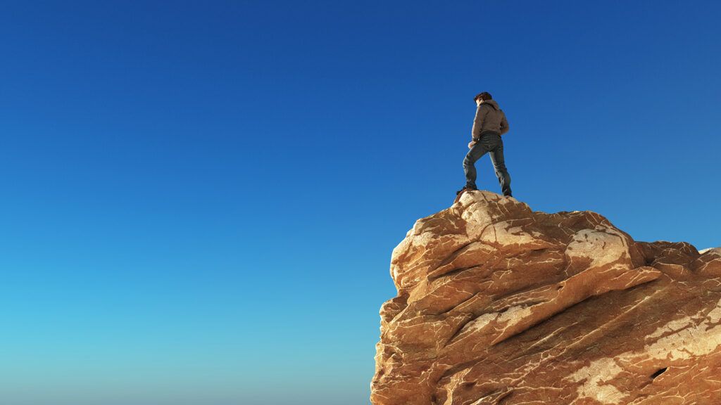 Hiker on a cliff