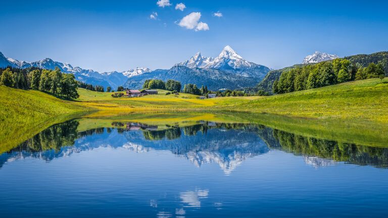 Mountains by a lake