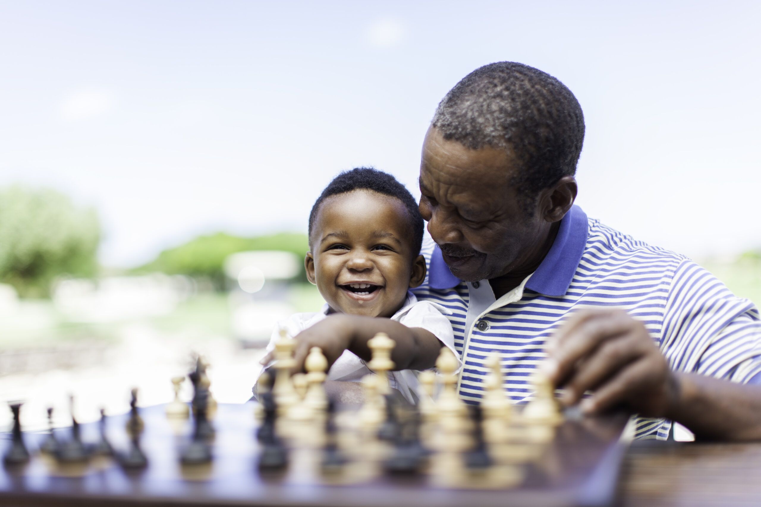 Old man playing chess