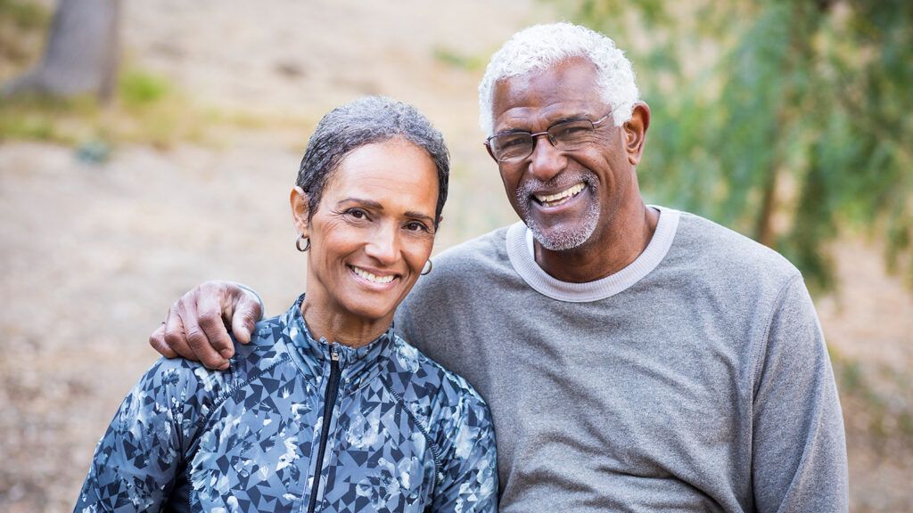 A smiling senior couple