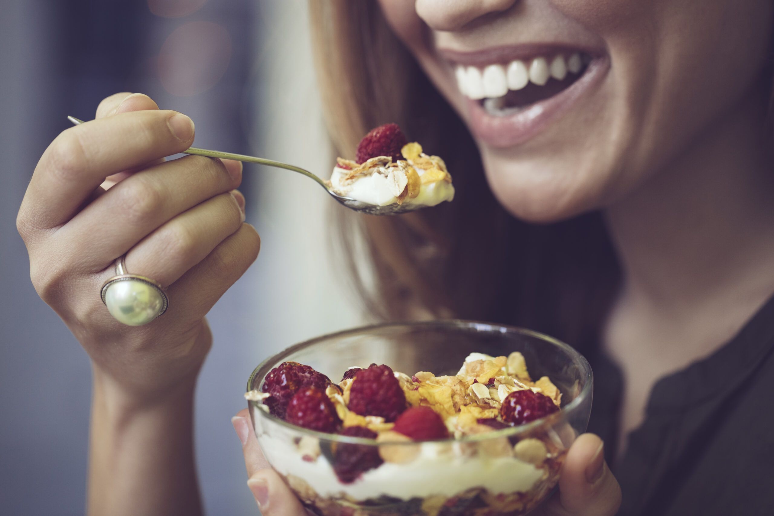 Woman eating a healthy snack