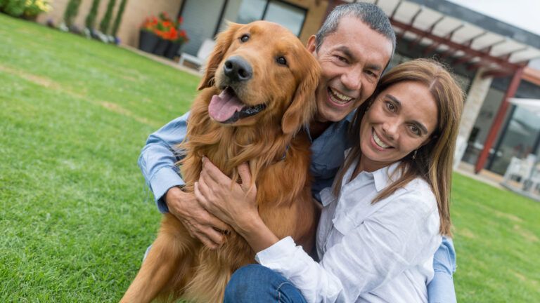 Couple with dog