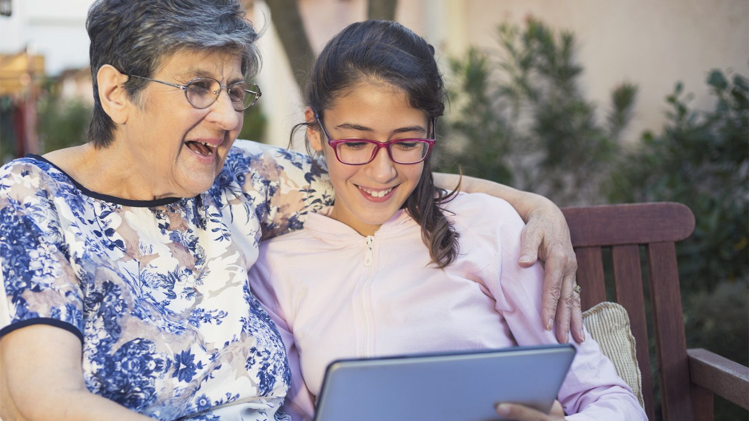 Two woman on computer