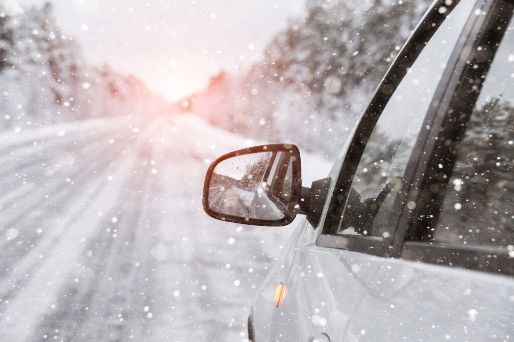 Car in winter storm