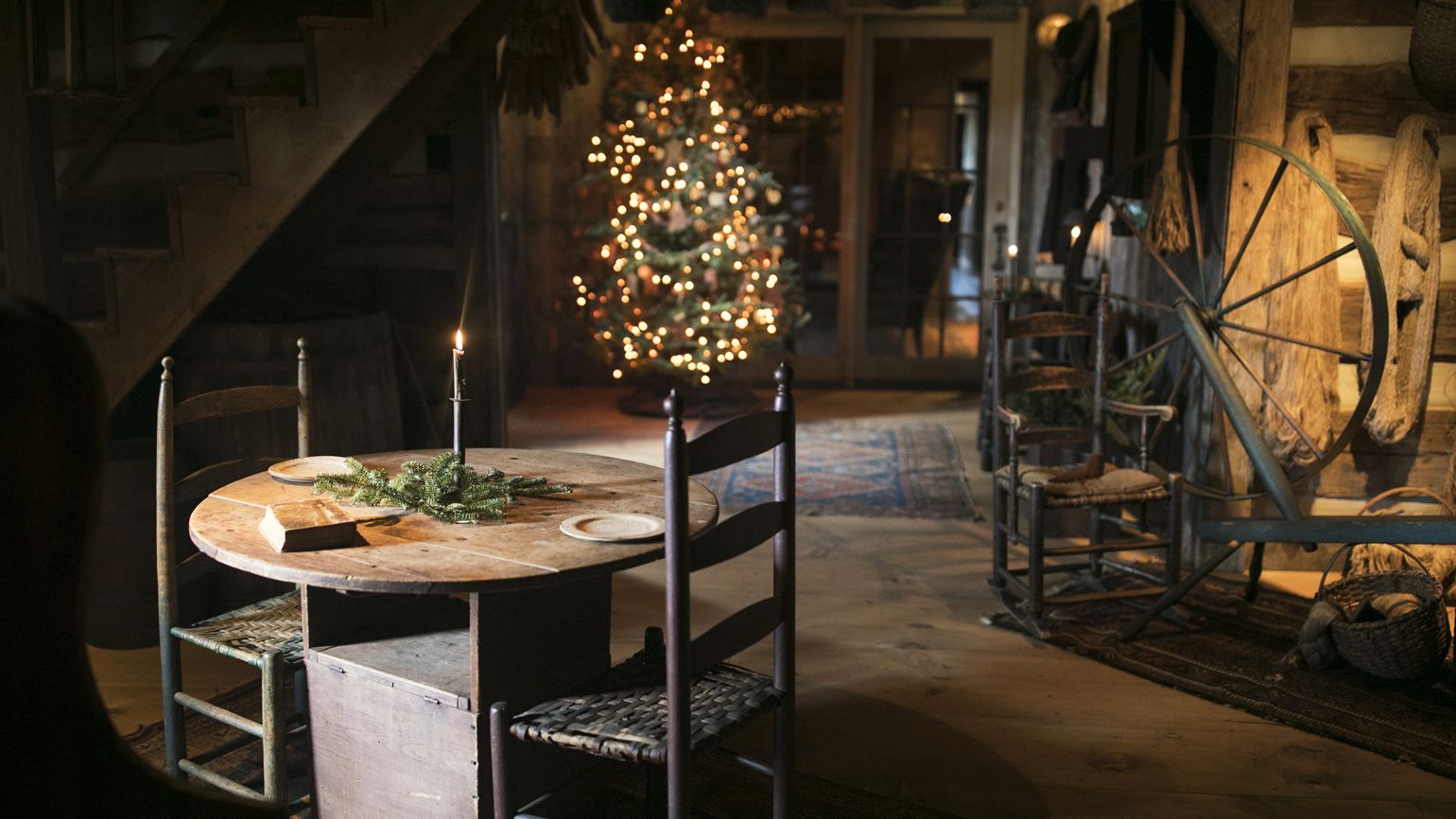 Ginny Curry's old fashioned log cabin decorated for Christmas in Lancaster, OH on January 8, 2018. Curry's husband Bill began to build the cabin and then fell ill and passed away. With the help of friends, they completed the authentic log cabin.