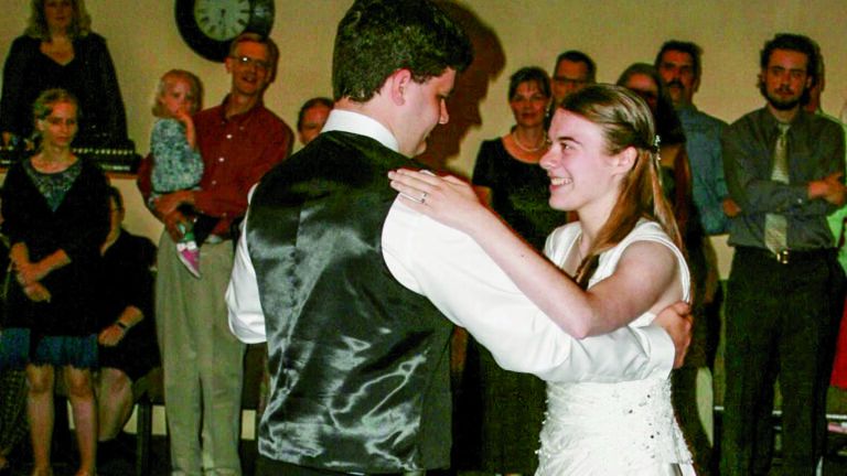 Mitchel and Katie enjoy a dance at their wedding reception