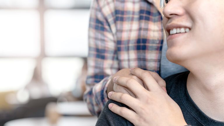 Caregiver receiving encouragement