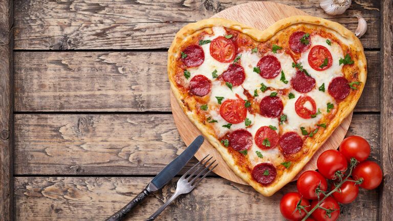 Heart-shaped pizza