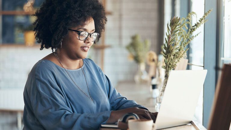 A woman at her computer